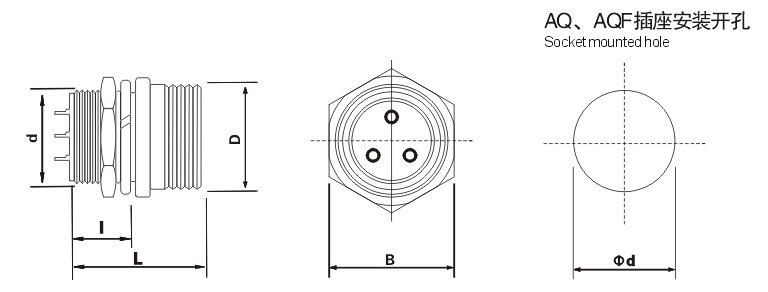 AQF rear nut mount waterproof socket image 2