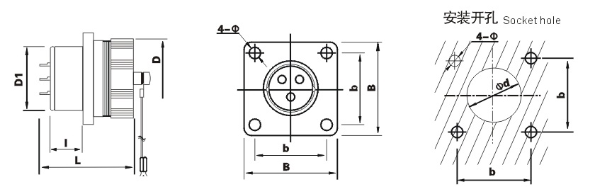 AY square bayonet quick connect socket image 2