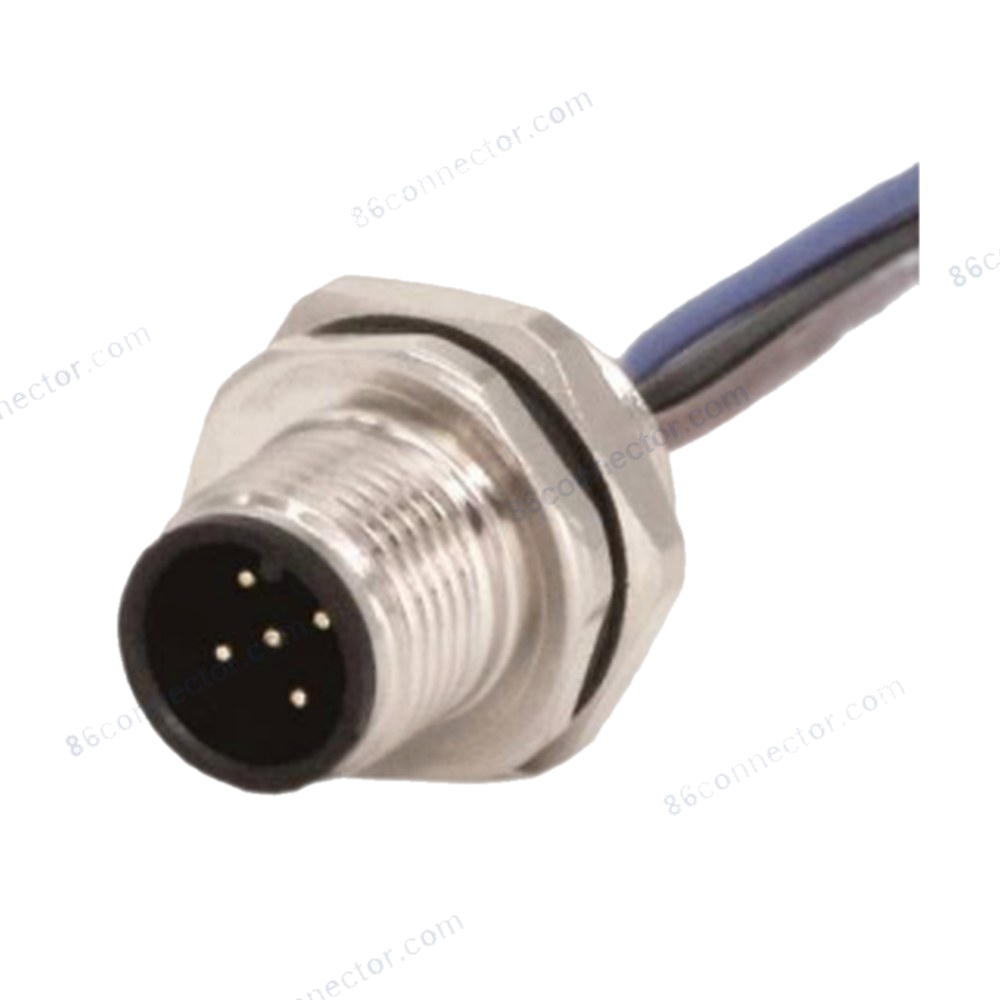 M12-12309 connector flange receptacle pin (male) rear lock wire-lead 3-pin 4-pin 5-pin 8-pin 12-pin circular plug/receptacle