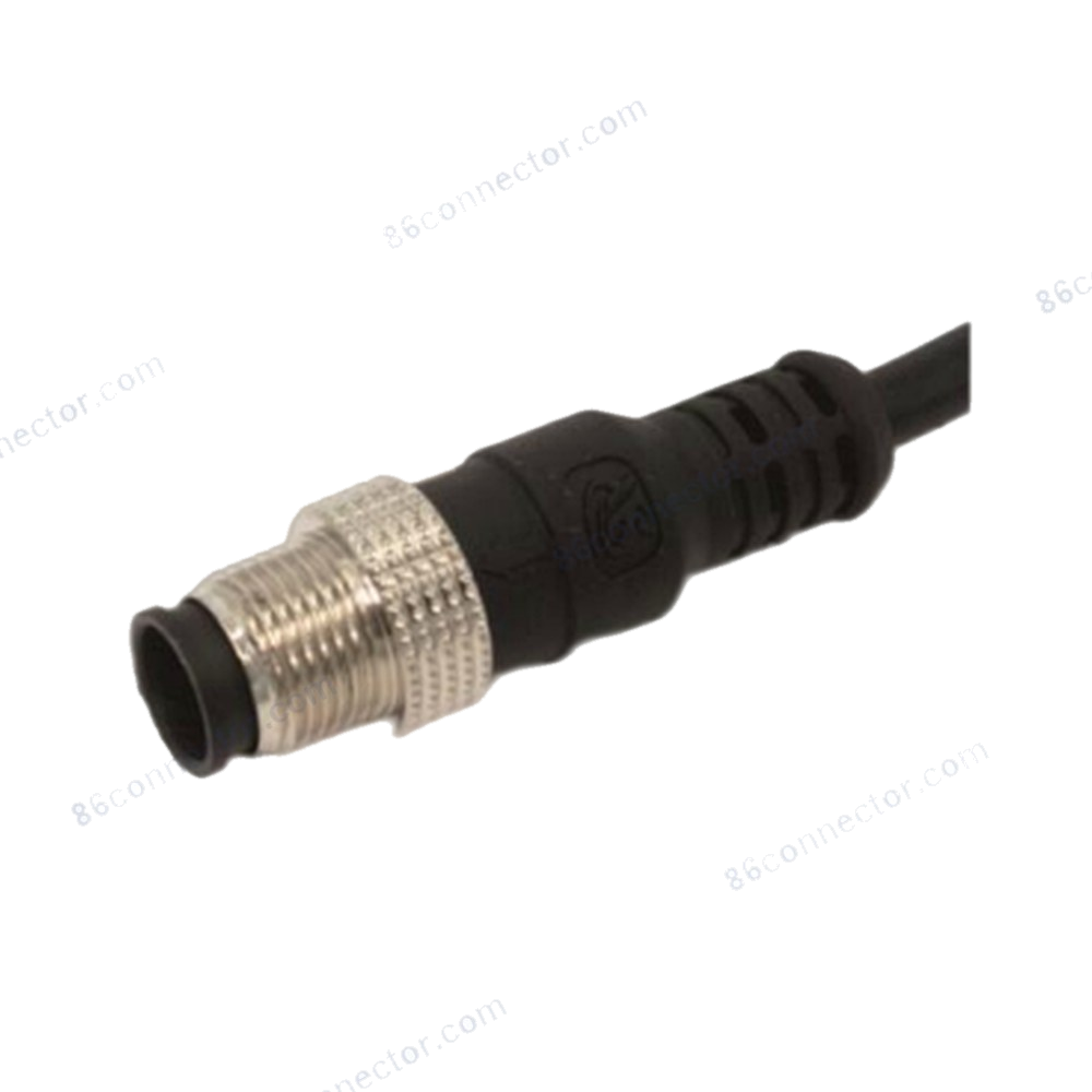 M12-12401 overmolded cable connector pin (male) 180° 3-pin 4-pin 5-pin 8-pin 12-pin circular plug/receptacle