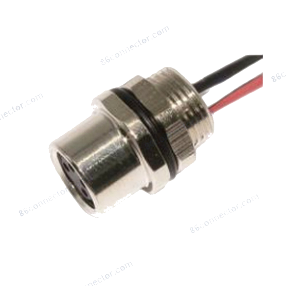 M8-12528 flange receptacle connector socket wire-lead — rear thread M10x0.75/IP67