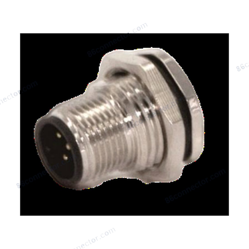 M12-12301 connector flange receptacle pin (male) front lock solder 3-pin 4-pin 5-pin 8-pin 12-pin circular plug/receptacle