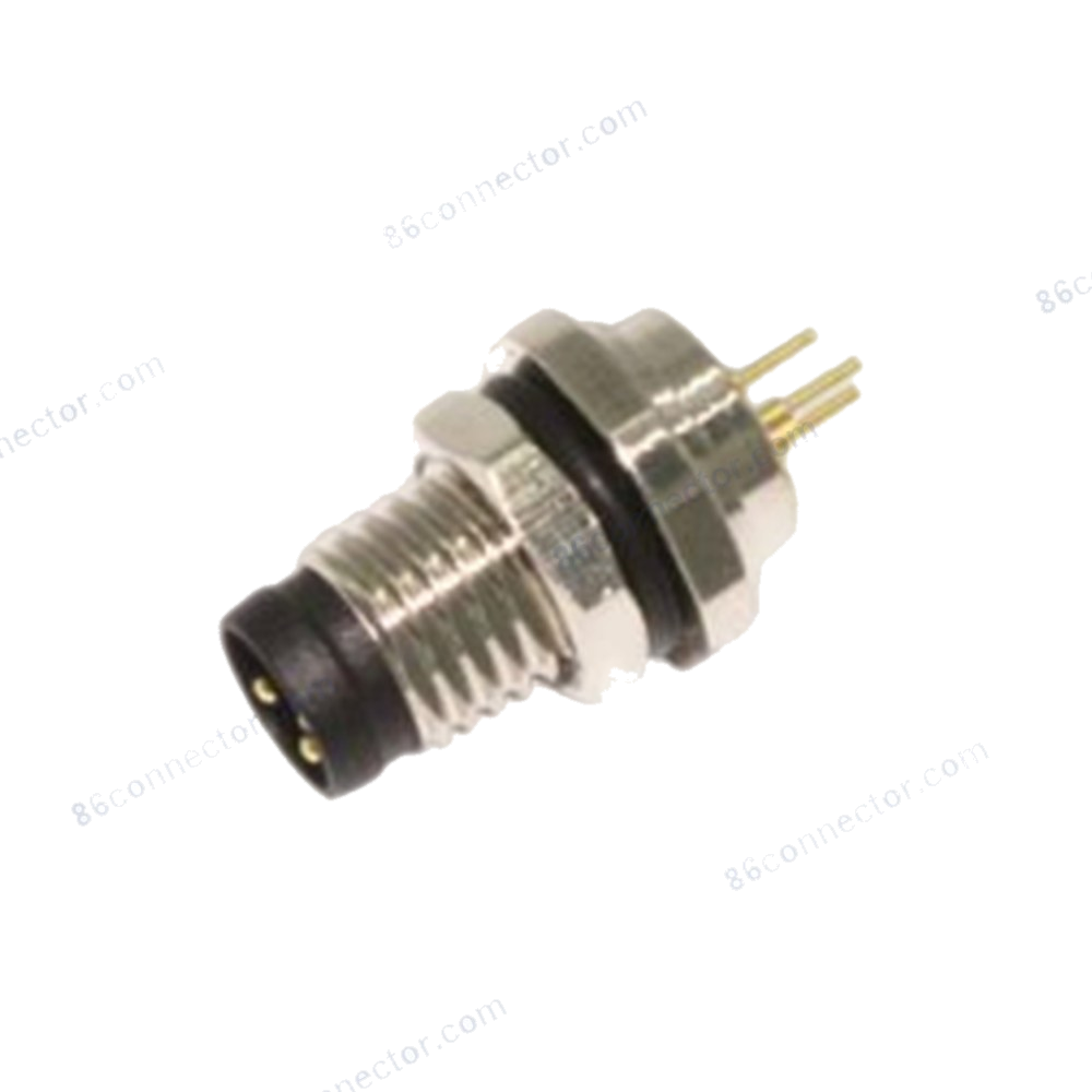 M8-12425 flange receptacle connector pin shielded — front thread M8x1/IP67