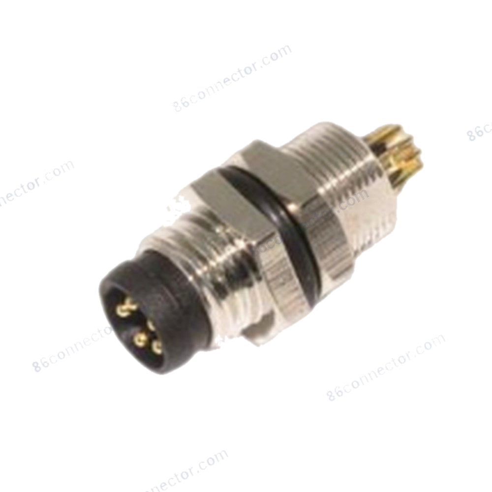 M8-12322 flange receptacle connector pin solder — rear thread M8x0.5/IP67