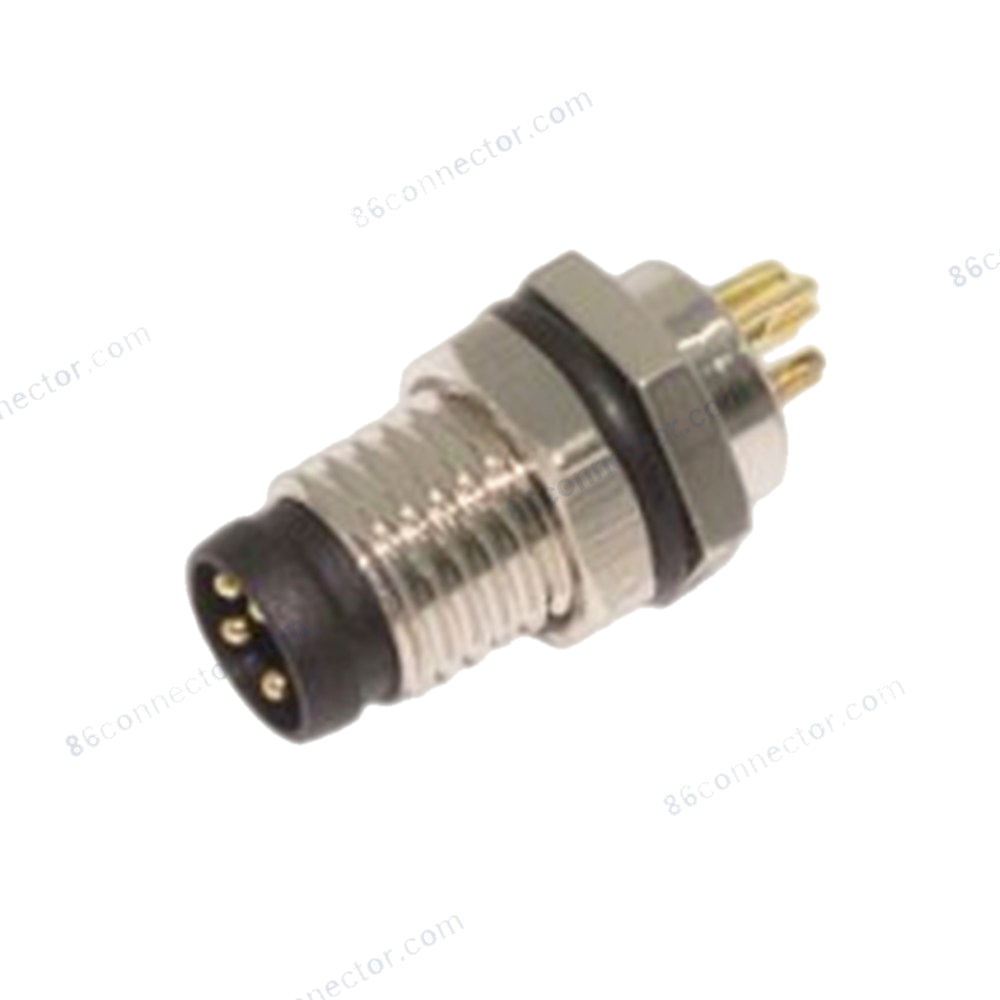 M8-12321 flange receptacle connector pin — front thread M8x1/IP67
