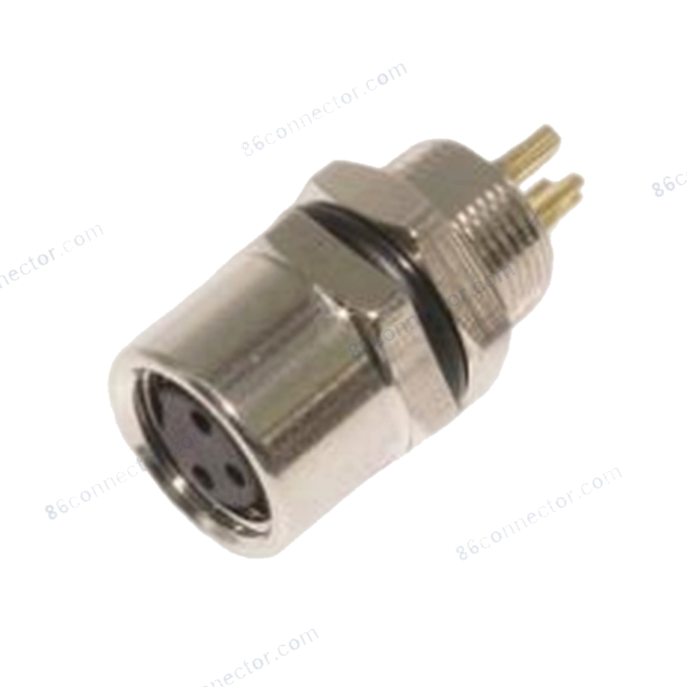 M8-12324 flange receptacle connector socket solder — rear thread M8x0.5/IP67