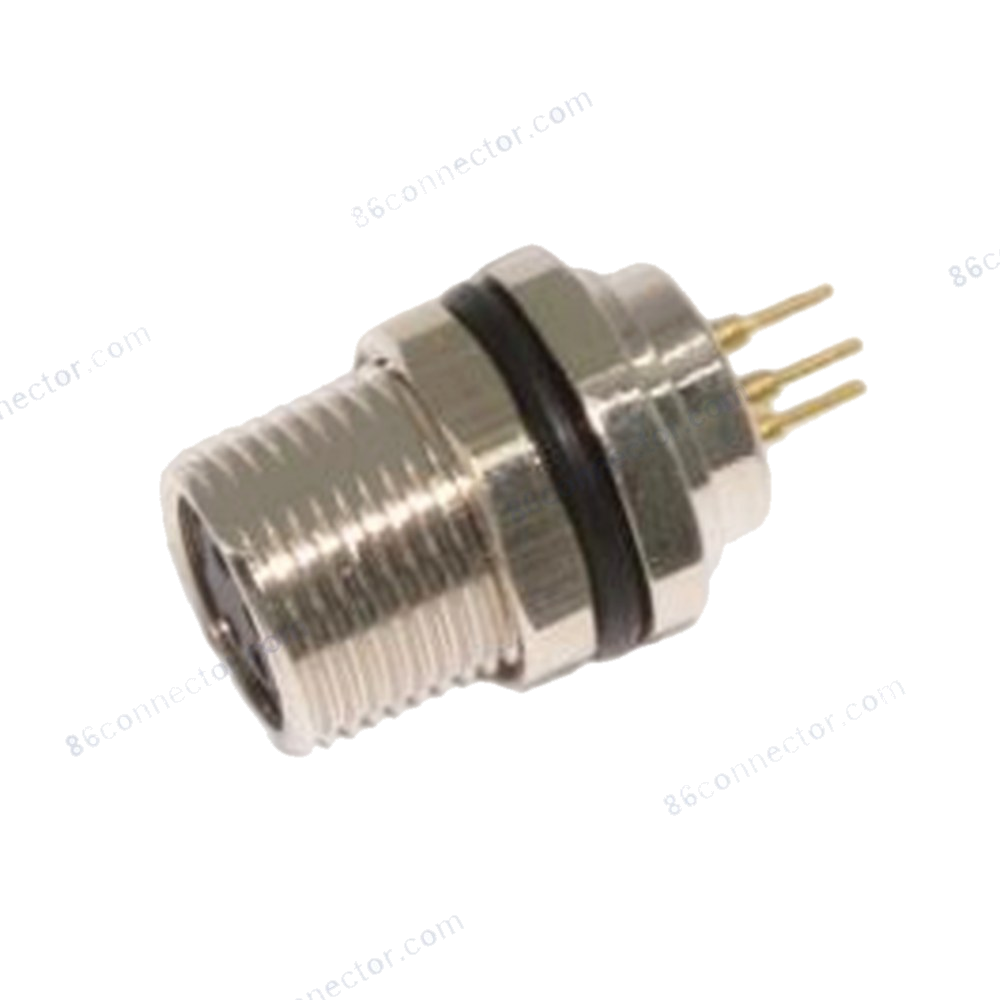 M8-12427 flange receptacle connector socket shielded — front thread M10x0.75/IP67