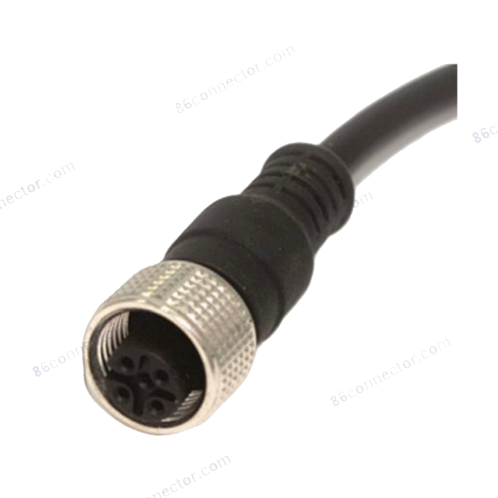 M12-12402 overmolded cable connector socket (female) 180° 3-pin 4-pin 5-pin 8-pin 12-pin circular plug/receptacle