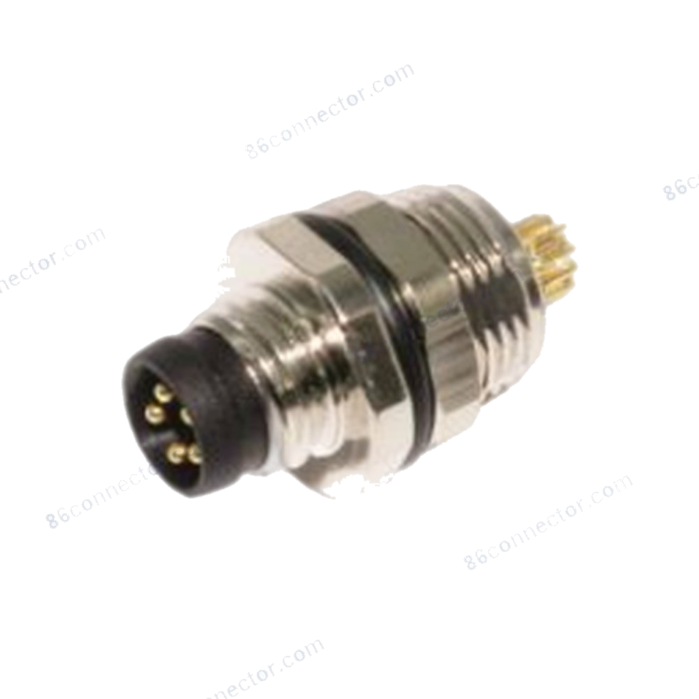 M8-12326 flange receptacle connector pin solder — rear thread M8x0.75/IP67