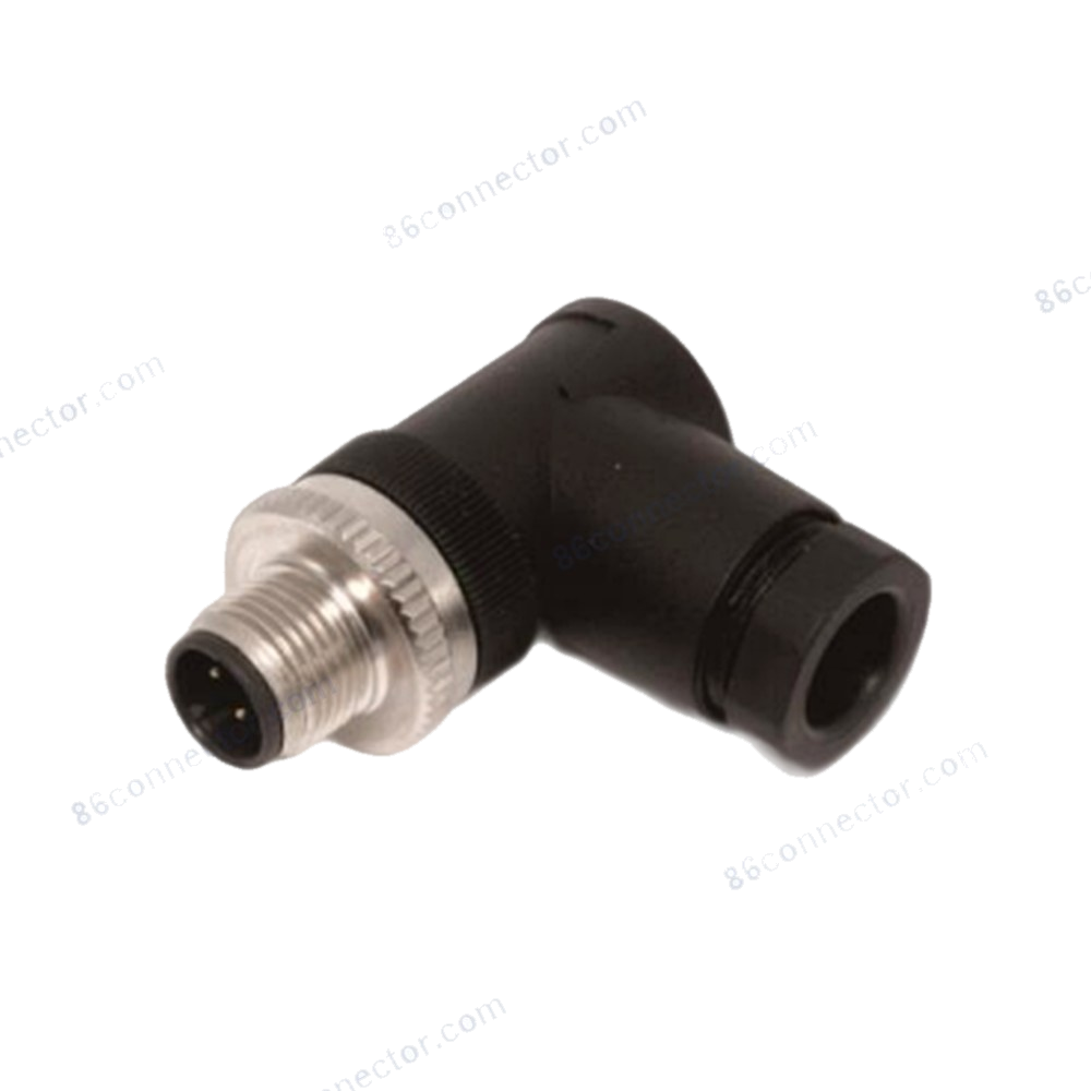 M12-12109 right-angle connector pin (male) metal lock 3-pin 4-pin 5-pin 8-pin 12-pin circular plug/receptacle