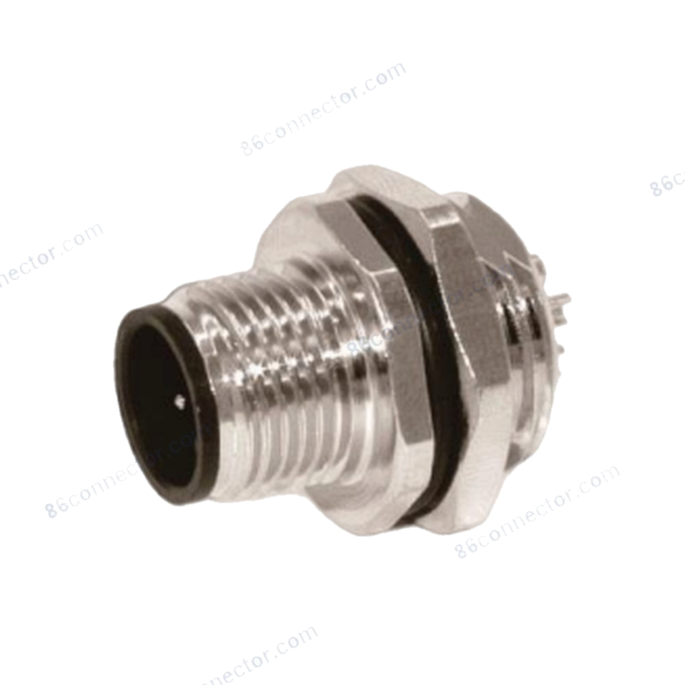 M12-12307 connector flange receptacle pin (male) rear lock solder 3-pin 4-pin 5-pin 8-pin 12-pin circular plug/receptacle