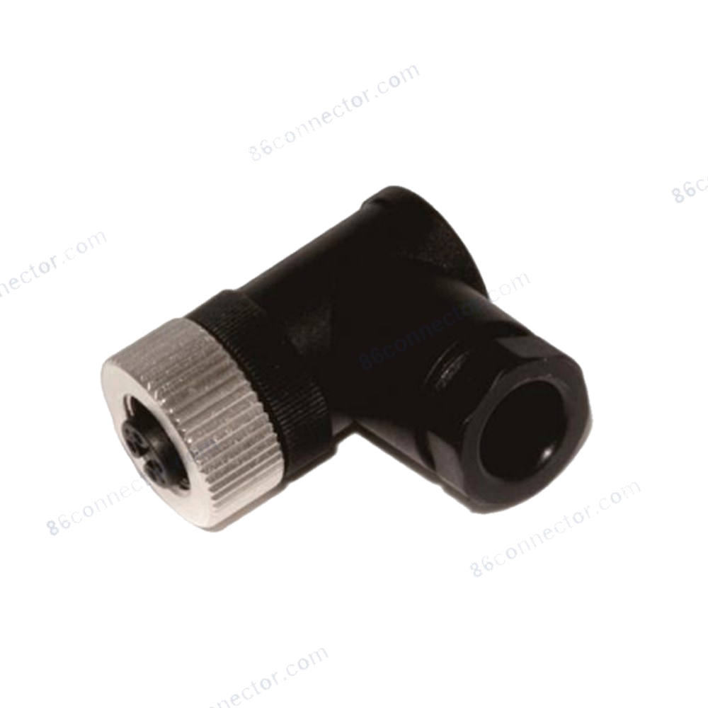 M12-12110 right-angle connector socket (female) metal lock 3-pin 4-pin 5-pin 8-pin 12-pin circular plug/receptacle