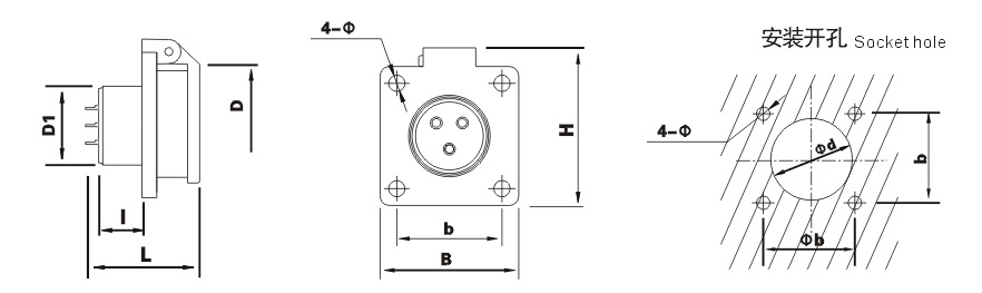 AK square automatic cover receptacle image 2