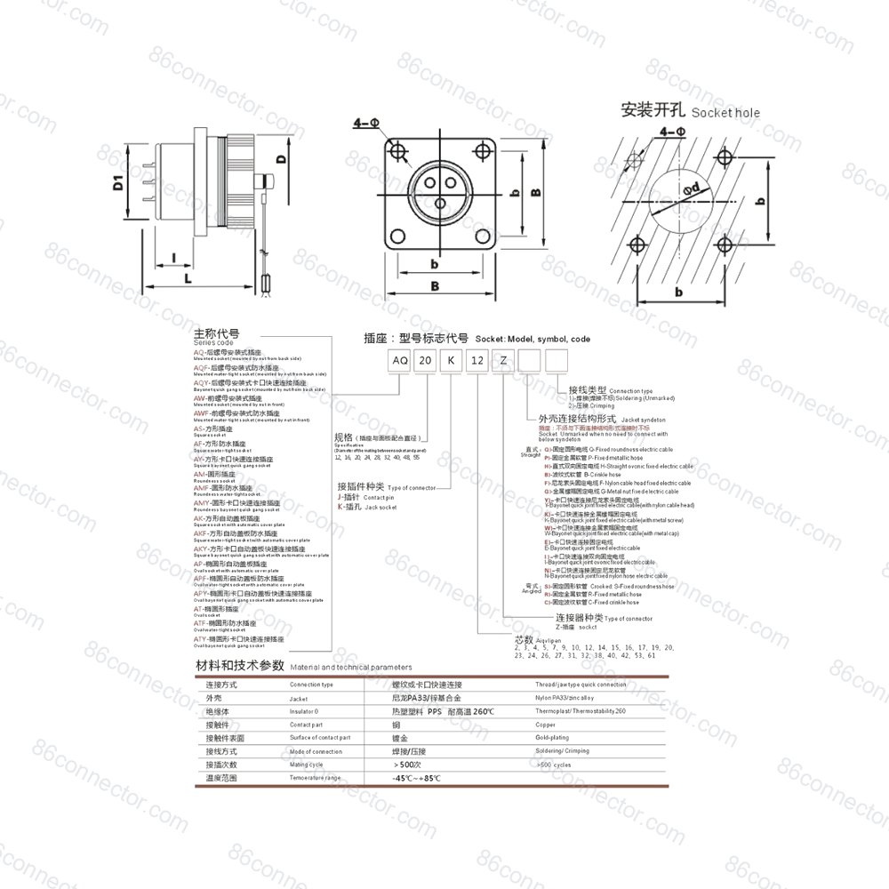 AS square mount receptacle image 5