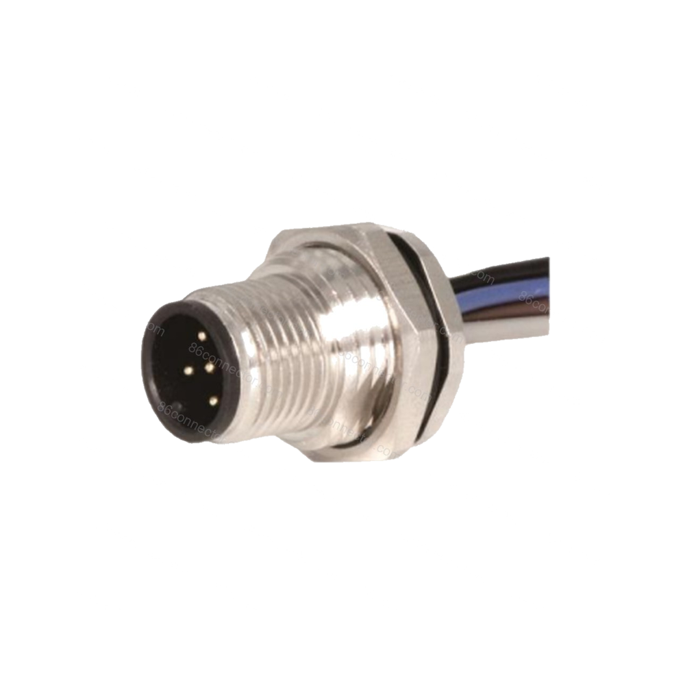 M12-12303 connector flange seat pin front screw with single wire 3 core 4 core 5 core 8 core 12 core aviation plug socket