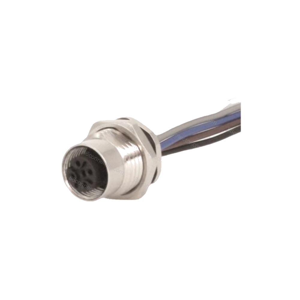 M12-12304 connector flange seat hole front screw with single wire 3 core 4 core 5 core 8 core 12 core aviation plug socket