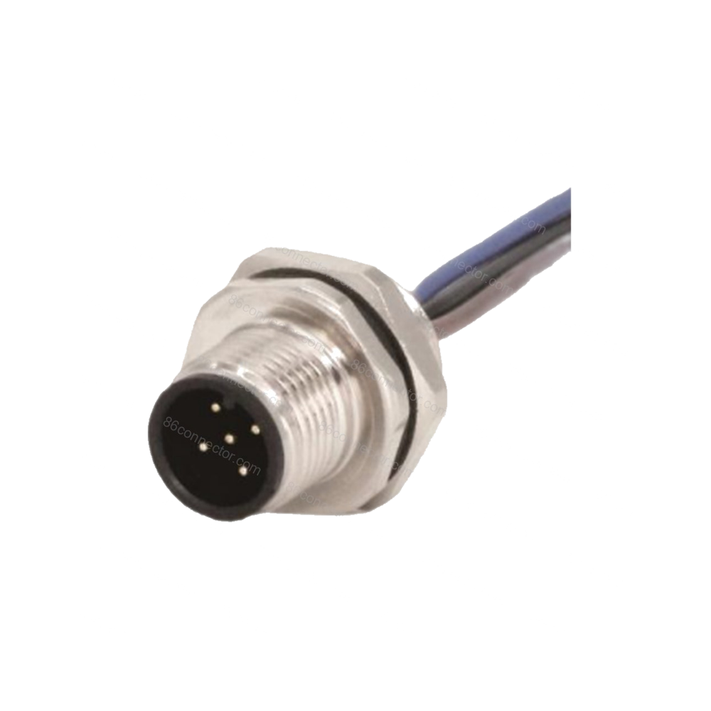 M12-12309 connector flange seat pin type rear screw with single wire 3 core 4 core 5 core 8 core 12 core aviation plug socket