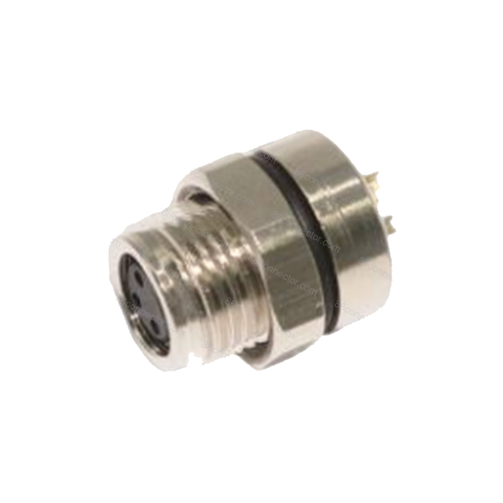 M8-12323 flange header connector hole soldering — seat front thread M12x1/IP67