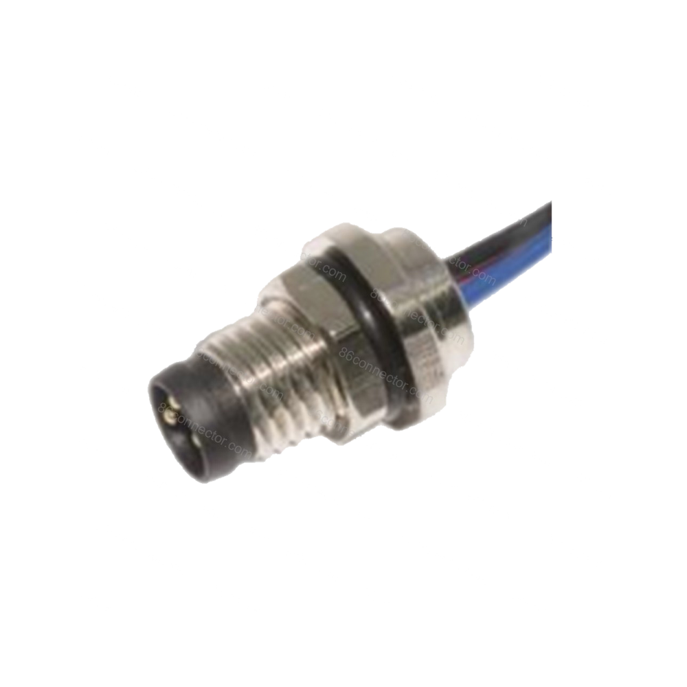 M8-12525 flange seat connector pin shielded with wire-seat front thread M8x1/IP67