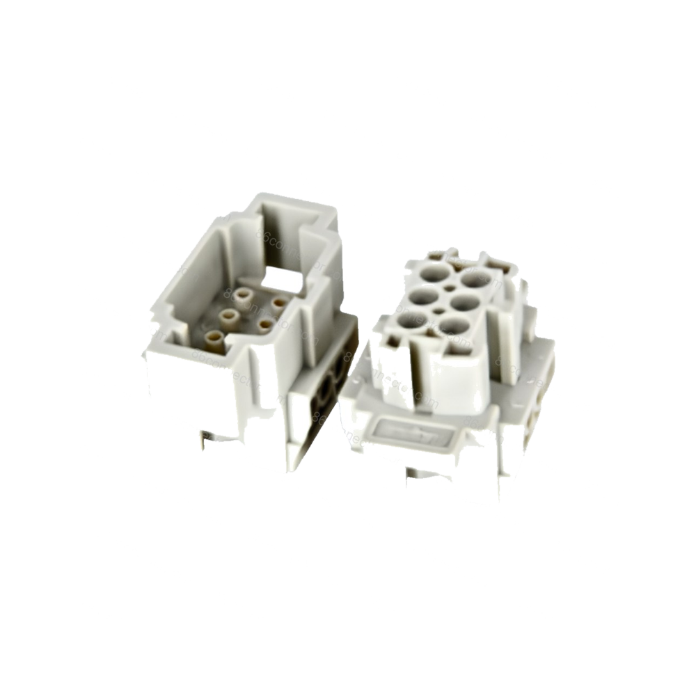 HB Heavy-Duty Series (H6B Shell ): HE-006-M&F, rated current 16A, M3 Crimp