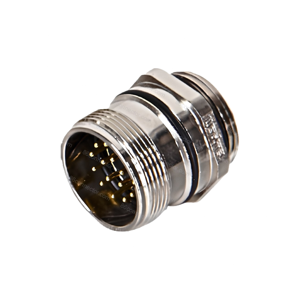 Copper alloy waterproof M23 circular connector — front-board-install hexagonal male receptacle --6pin-9-pin (mix) -12pin -16pin -19pin (mix) /IP67