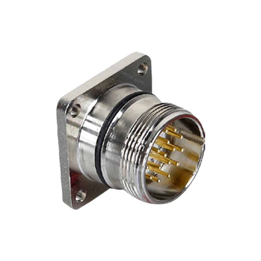 Copper alloy waterproof M23 circular connector — front-board-install square male receptacle --6pin-9-pin (mix) -12pin -16pin -19pin (mix) /IP67
