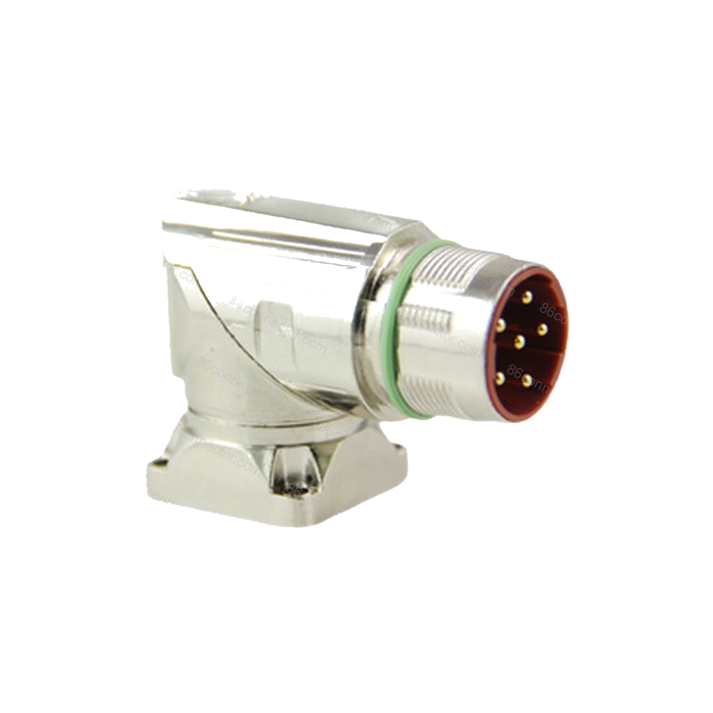 Zinc alloy M23 circular connector — Heavy duty angled receptacle(Wide base) -6-pin-8-pin