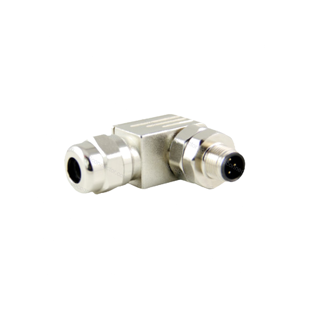M12PBF-D 90° angled shield male cable plug/IP67