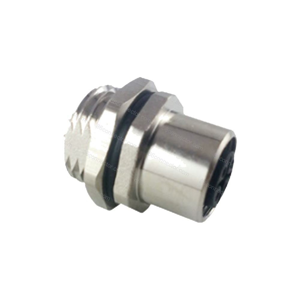 M12-B4 panel front mount (M16) double milling face female socket/IP67