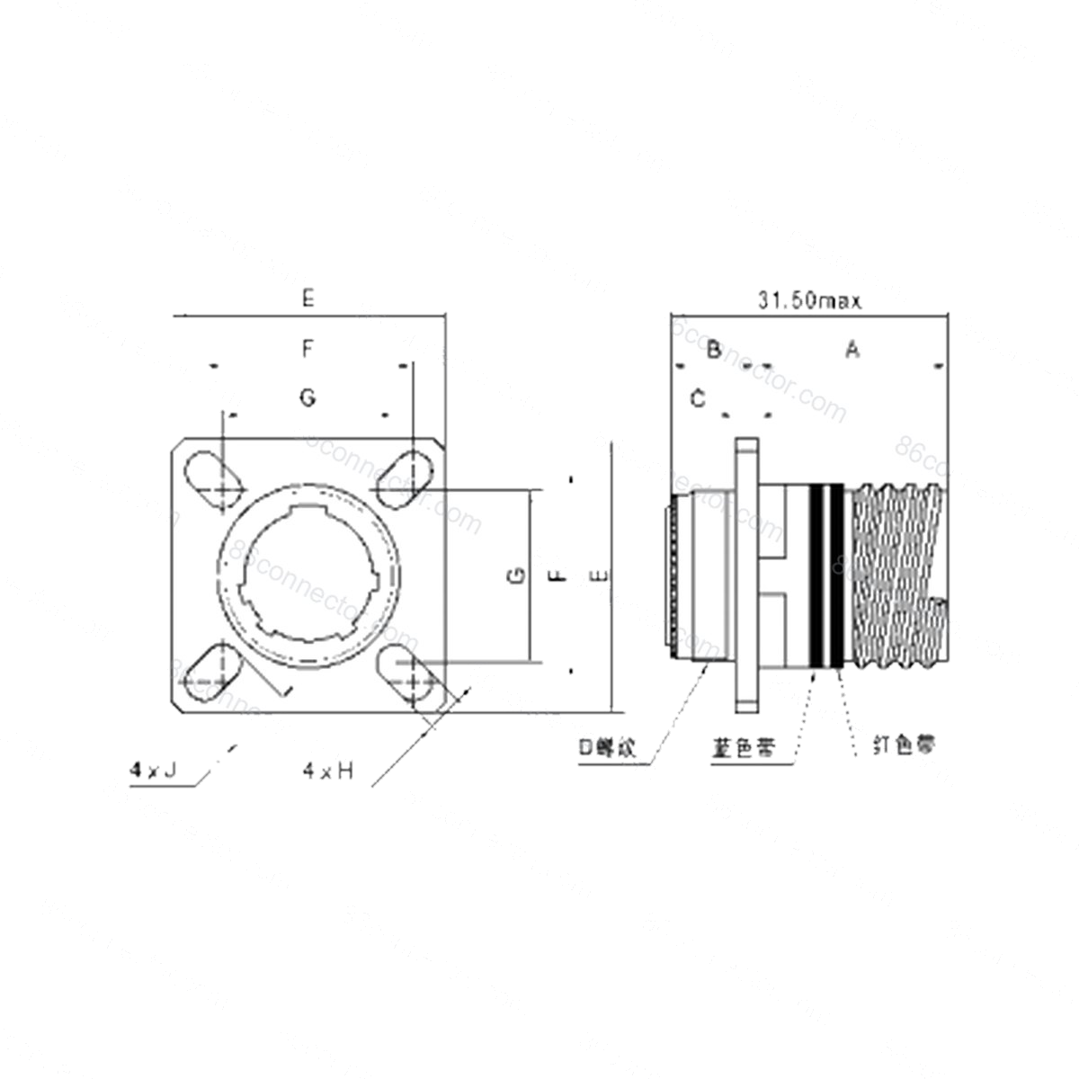 J599-diff — J599 series differential connector (MIL-DTL-38999III)