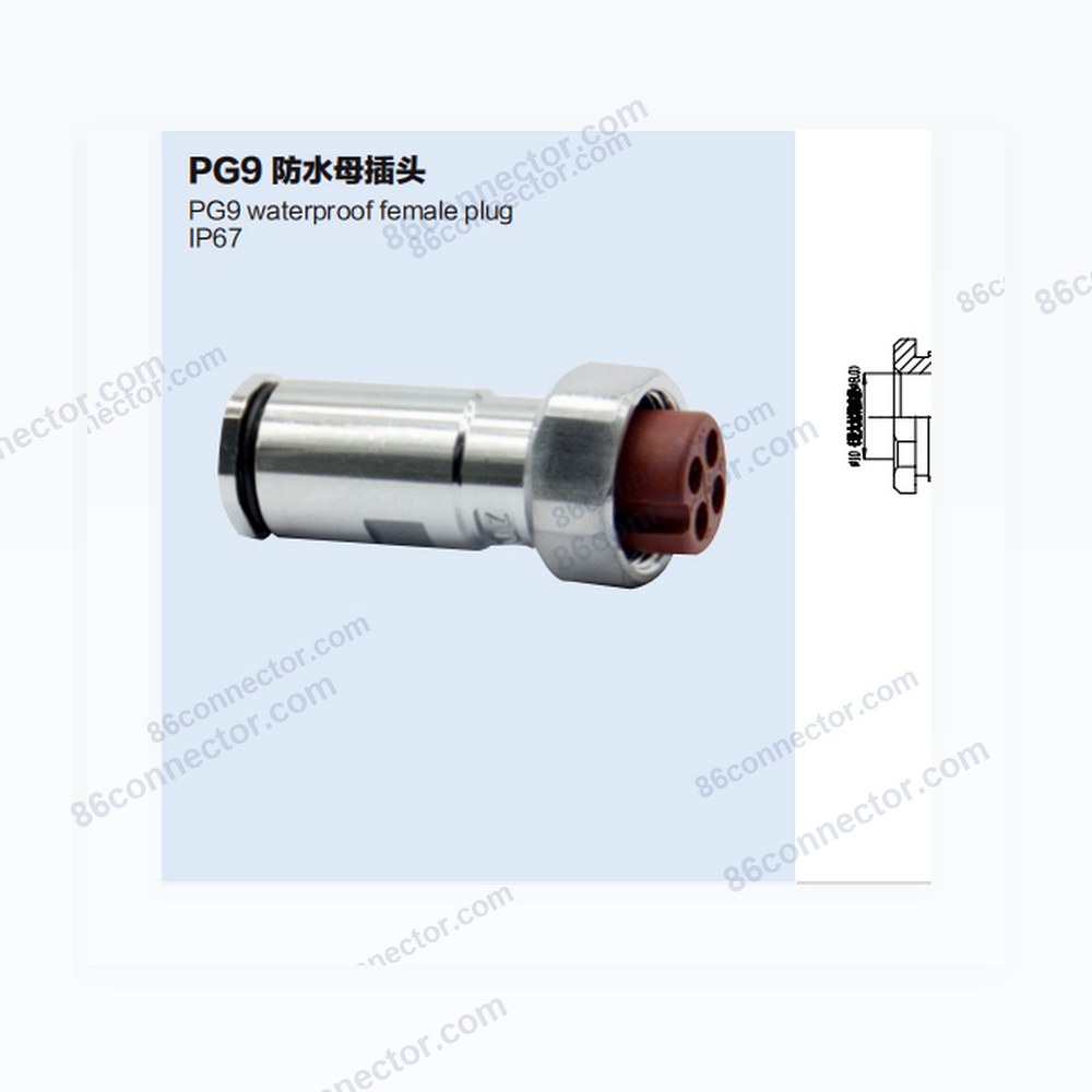 19M-A4 PG9 waterproof female plug/IP67