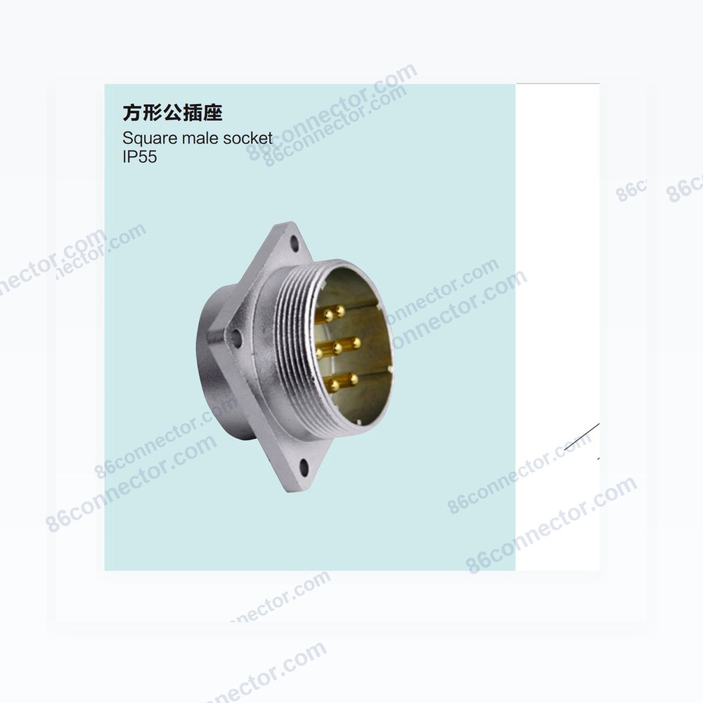 P40-B Square male receptacle IP55