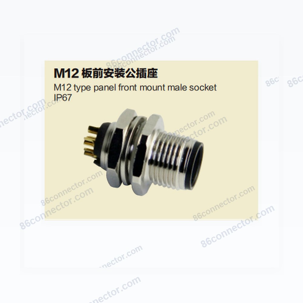 M12-B2 panel front mount male socket/IP67