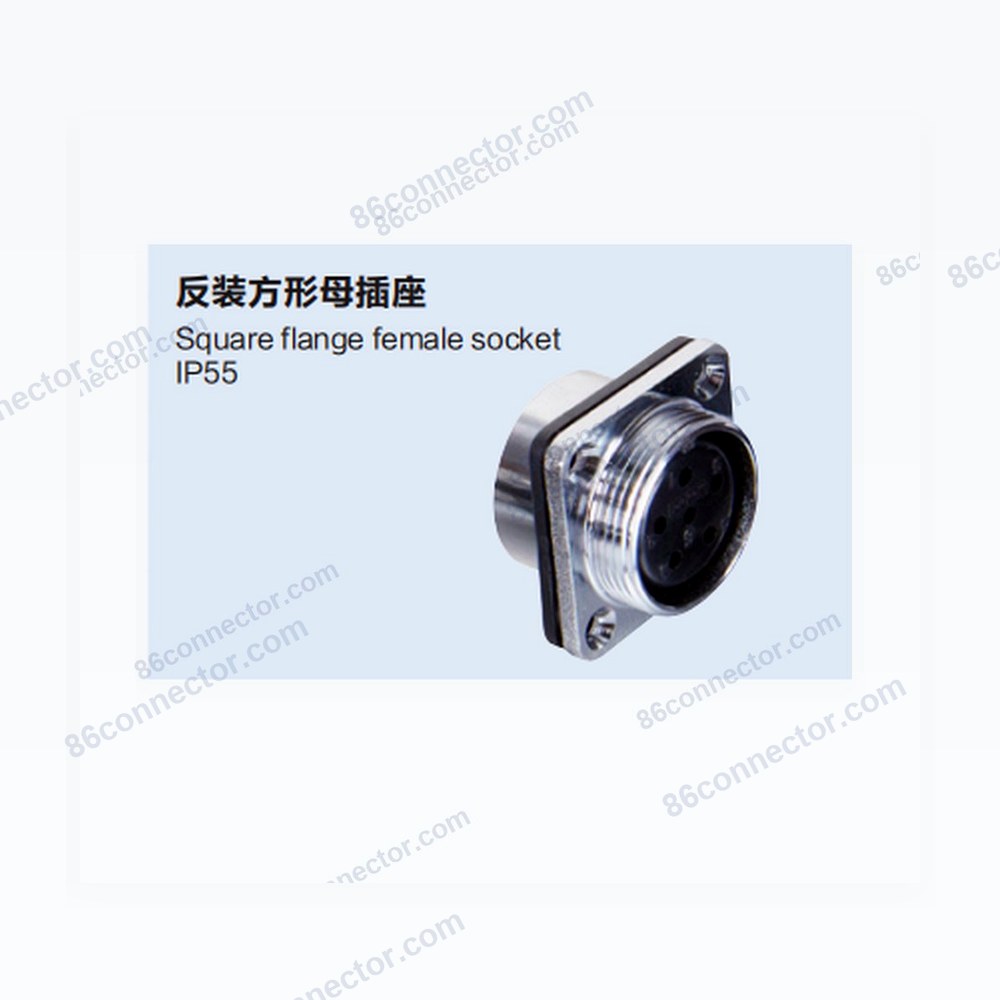 25MF-H reverse-mount Square Female Receptacle /IP55