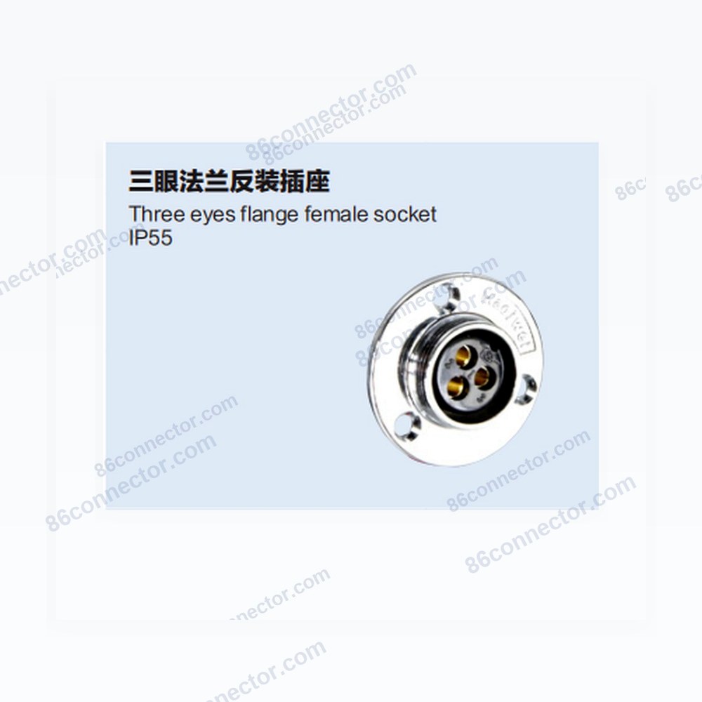 18MF-E 3-Hole Flange reverse-mount Receptacle /IP55