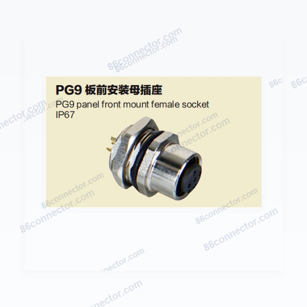 M12-BF PG9 panel front mount female socket/IP67