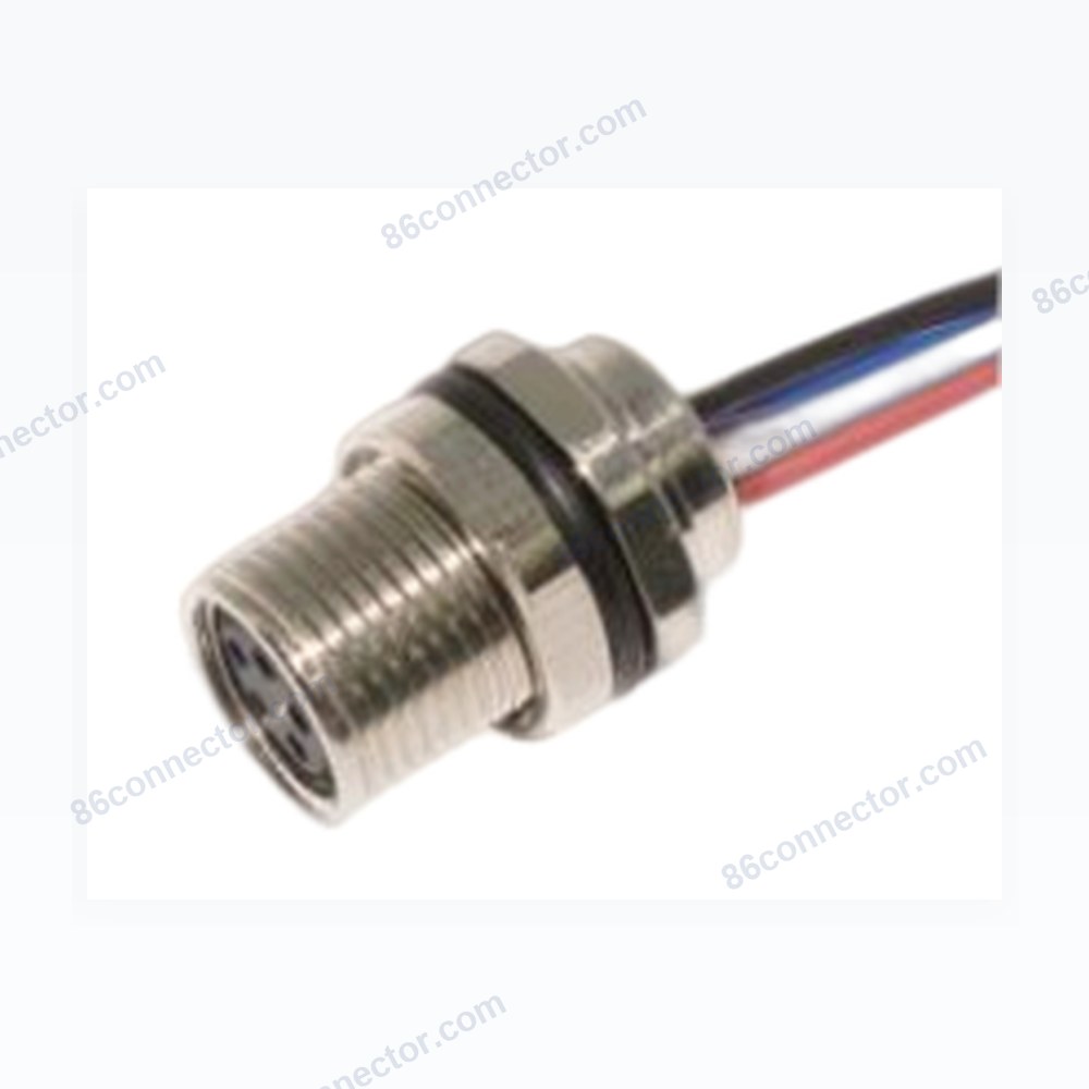 M8-12527 flange seat connector hole shielding with wire-seat front thread M10x0.75/IP67