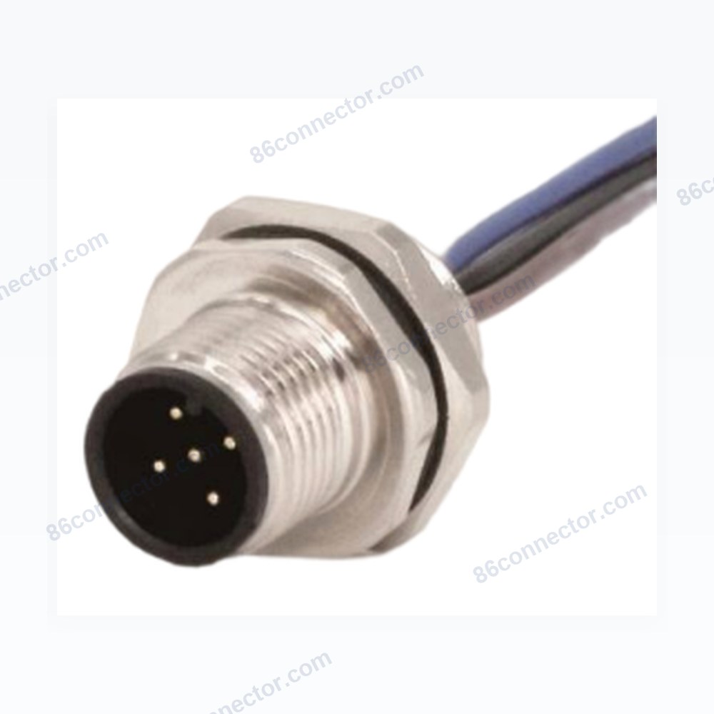 M12-12309 connector flange seat pin type rear screw with single wire 3 core 4 core 5 core 8 core 12 core aviation plug socket