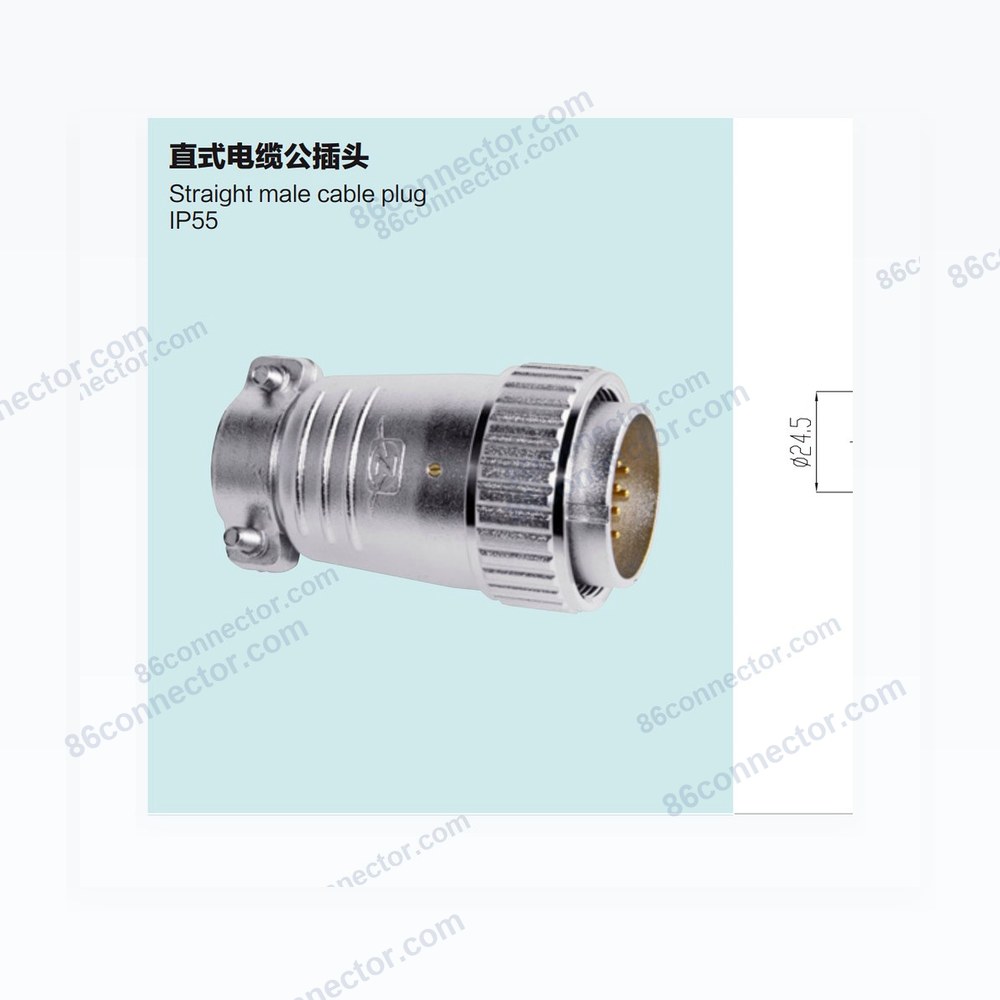 P40F-A straight cable male plug IP55