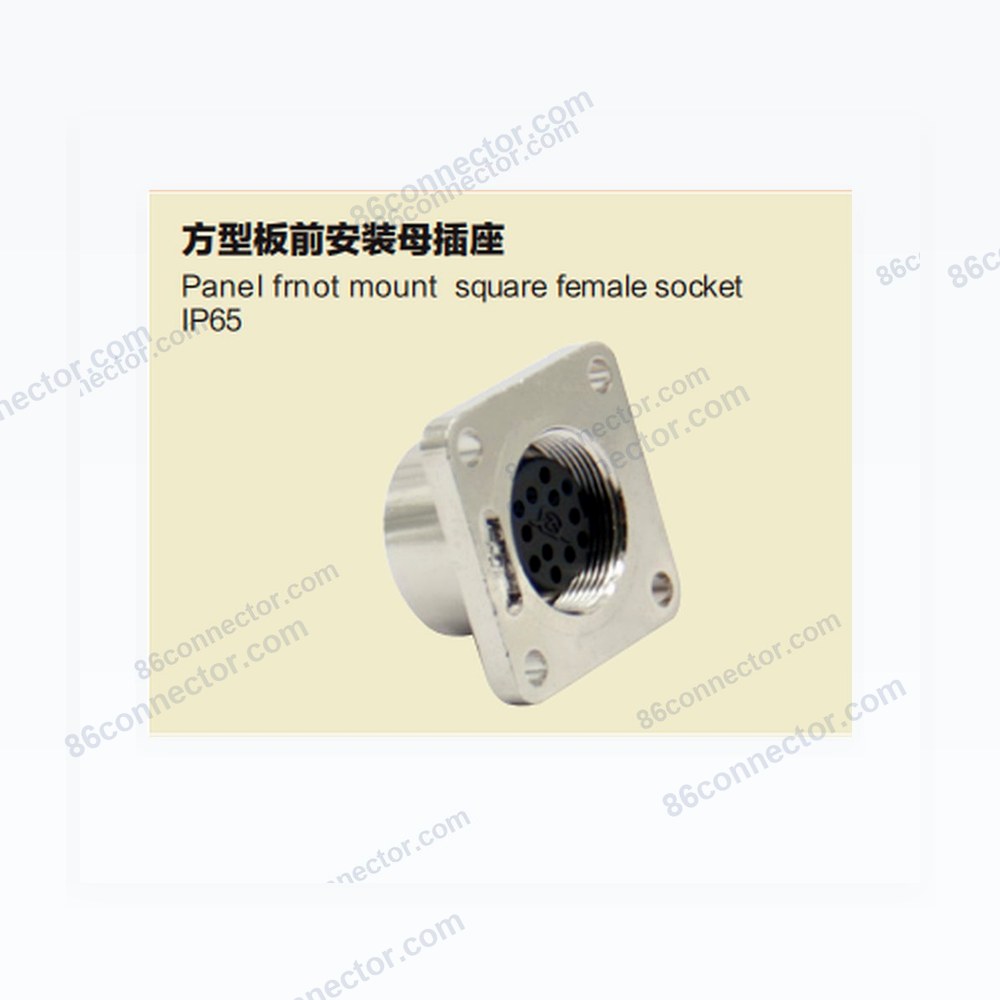 M16F-H Panel frnot mount square female socket/IP65