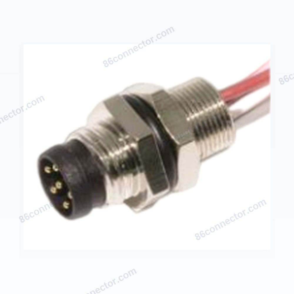 M8-12522 flange seat connector pin with wire-seat rear thread M8x0.5/IP67