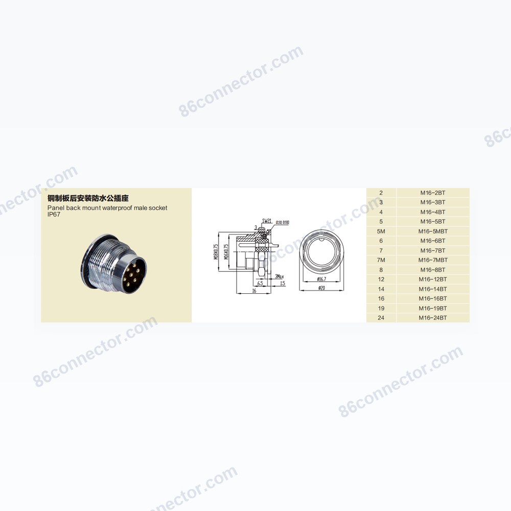 M16-BT — Dimensions / specs