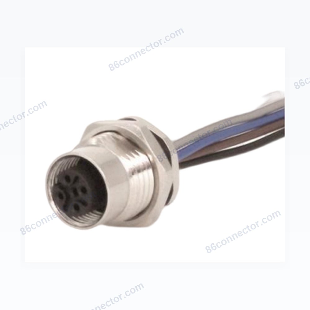 M12-12304 connector flange seat hole front screw with single wire 3 core 4 core 5 core 8 core 12 core aviation plug socket