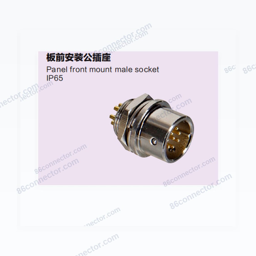 XS12-B Panel front mount male socket/IP65-Push-in quick locking-2 3 4 5 6 7 8pins