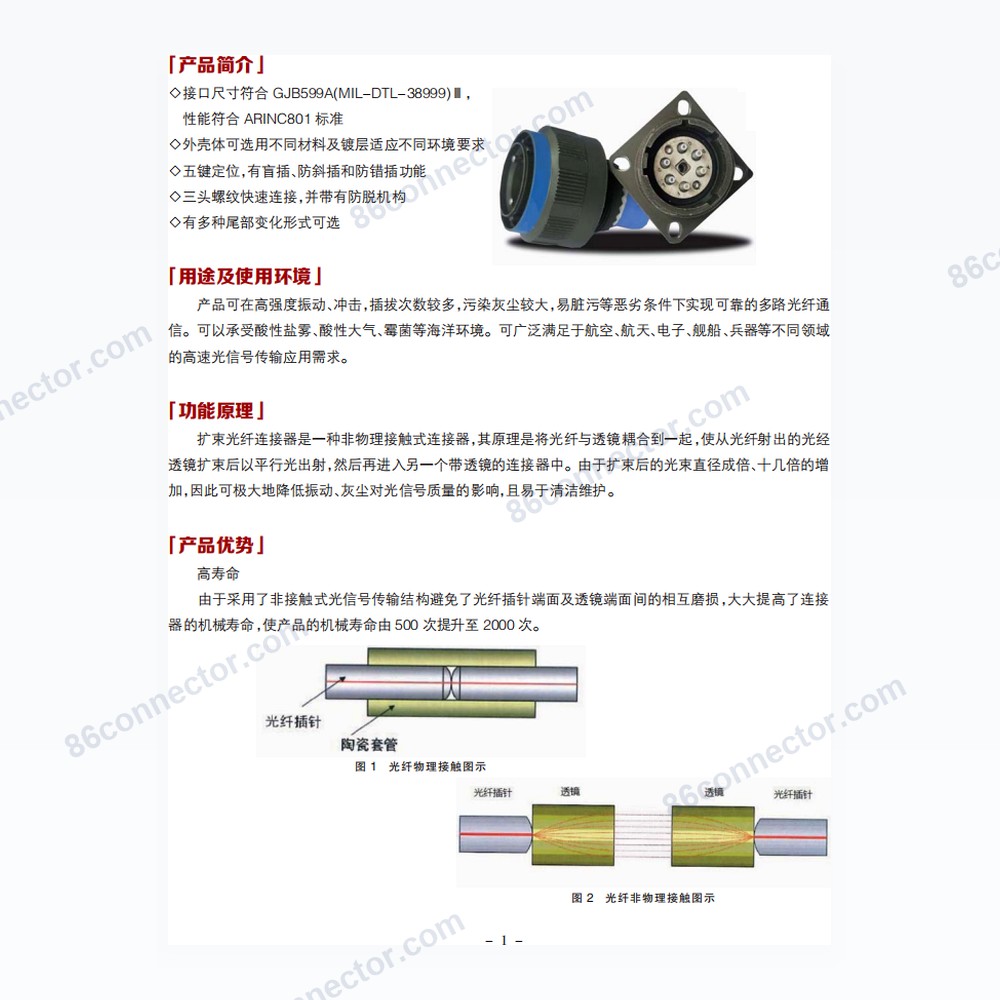 J599E8 Series Marine Environment Resistant Expanded Fiber Optic Connector (MIL-DTL-38999 III)