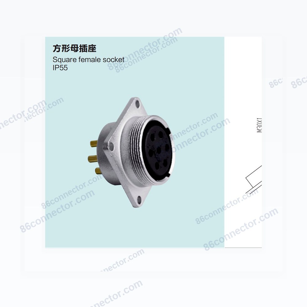 P28F-B Square female receptacle IP55