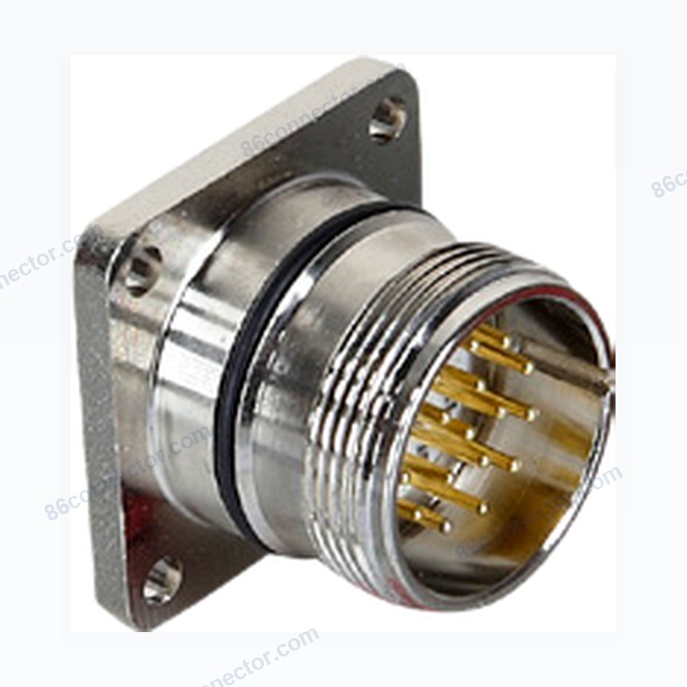 Copper alloy waterproof M23 circular connector — front-board-install square male receptacle --6pin-9-pin (mix) -12pin -16pin -19pin (mix) /IP67