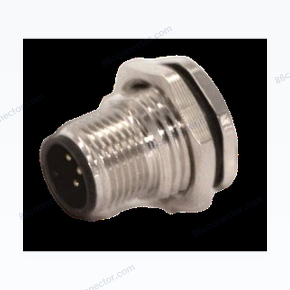M12-12301 connector flange receptacle pin (male) front 