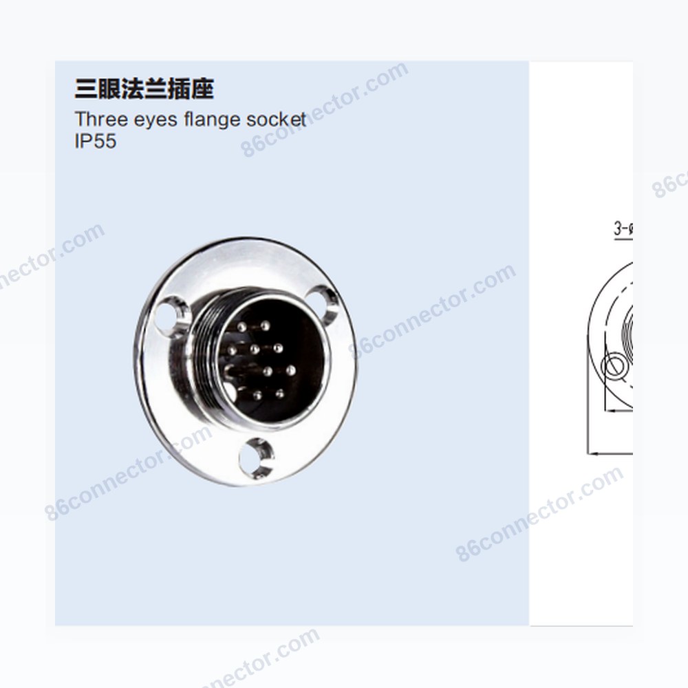 19M-E Three-eye flange receptacle /IP55