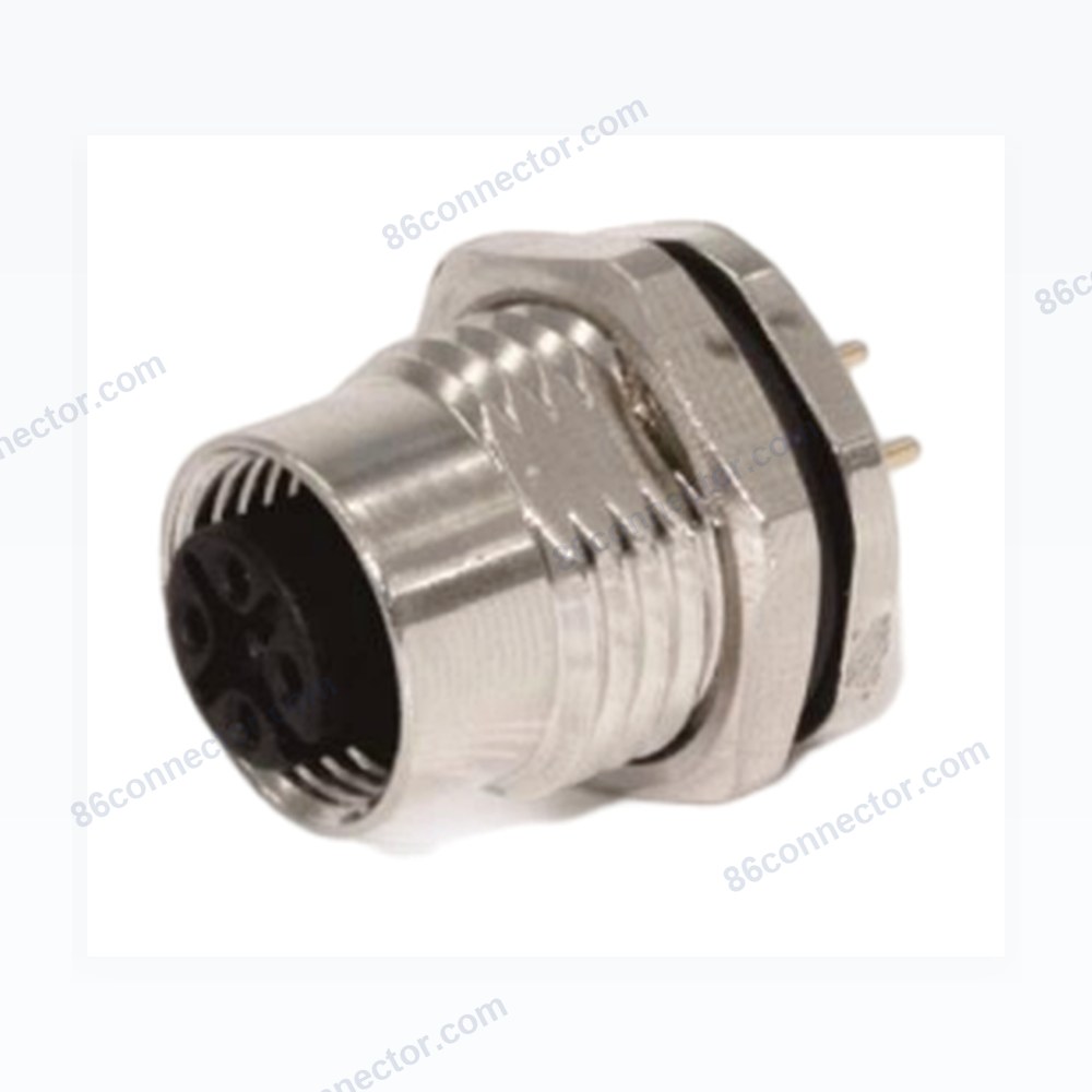 M12-12306 connector flange seat hole front screw-tight immersion welding 3-pin 4-core 5-core 8-pin 12-pin aviation plug socket